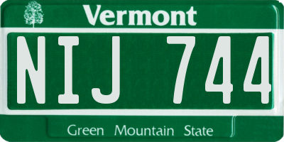 VT license plate NIJ744