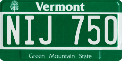 VT license plate NIJ750