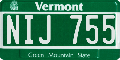 VT license plate NIJ755