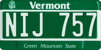 VT license plate NIJ757