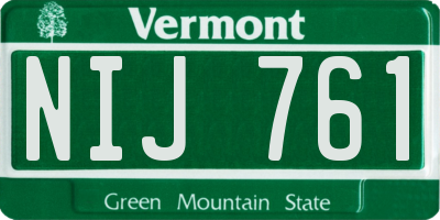 VT license plate NIJ761