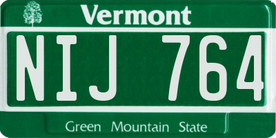 VT license plate NIJ764