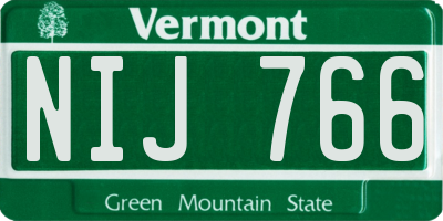 VT license plate NIJ766