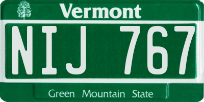 VT license plate NIJ767
