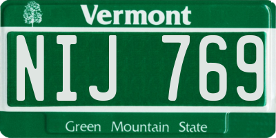 VT license plate NIJ769