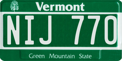 VT license plate NIJ770