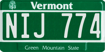 VT license plate NIJ774