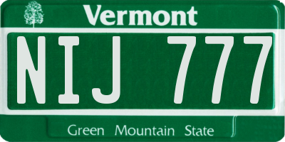 VT license plate NIJ777
