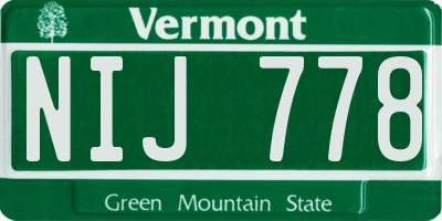 VT license plate NIJ778