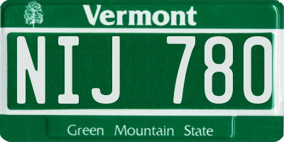 VT license plate NIJ780