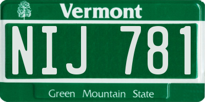VT license plate NIJ781