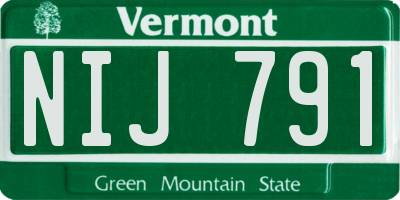 VT license plate NIJ791