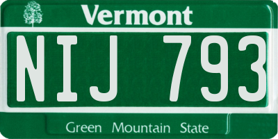 VT license plate NIJ793