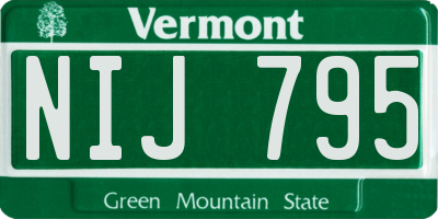 VT license plate NIJ795