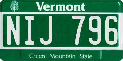 VT license plate NIJ796