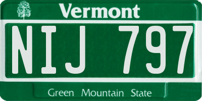 VT license plate NIJ797