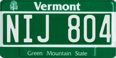 VT license plate NIJ804
