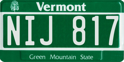VT license plate NIJ817