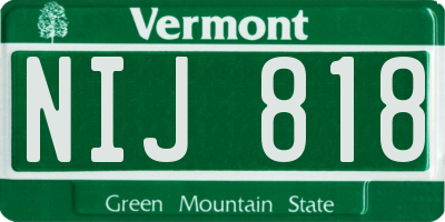 VT license plate NIJ818