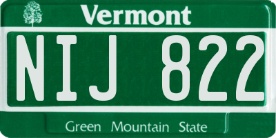 VT license plate NIJ822