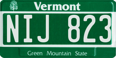 VT license plate NIJ823