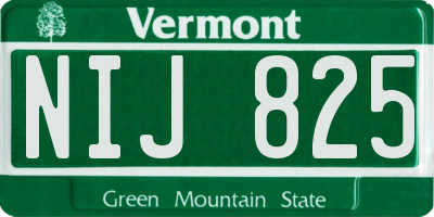 VT license plate NIJ825