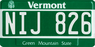 VT license plate NIJ826