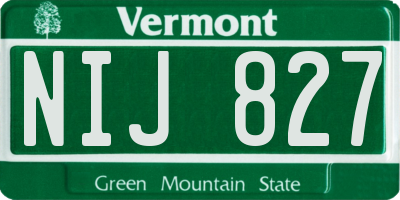 VT license plate NIJ827