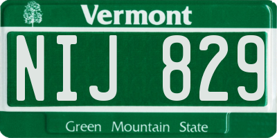 VT license plate NIJ829