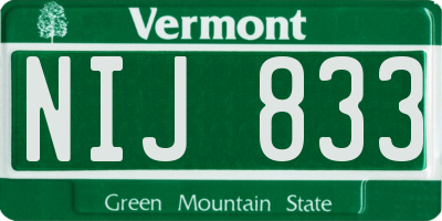 VT license plate NIJ833