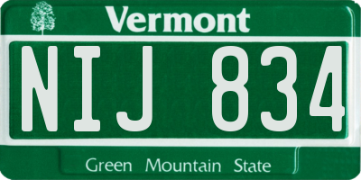 VT license plate NIJ834
