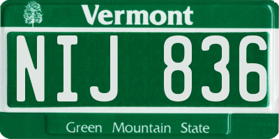 VT license plate NIJ836