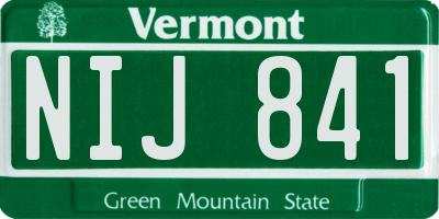 VT license plate NIJ841