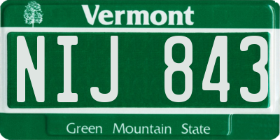 VT license plate NIJ843