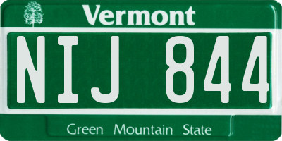 VT license plate NIJ844