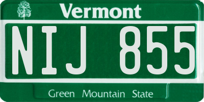 VT license plate NIJ855