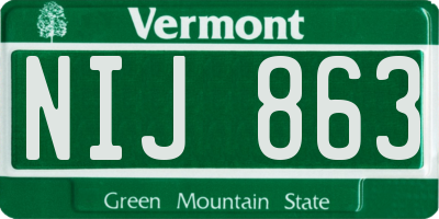 VT license plate NIJ863