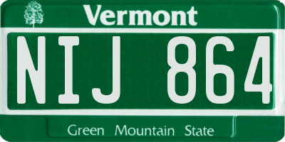 VT license plate NIJ864