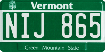 VT license plate NIJ865