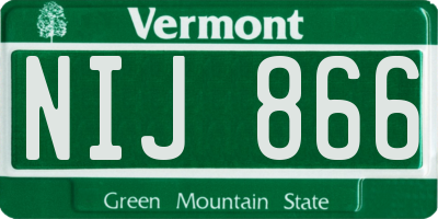 VT license plate NIJ866