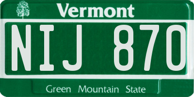 VT license plate NIJ870
