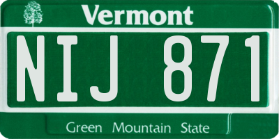 VT license plate NIJ871