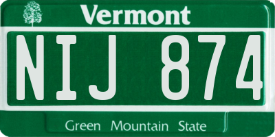 VT license plate NIJ874