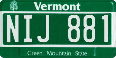 VT license plate NIJ881