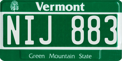 VT license plate NIJ883