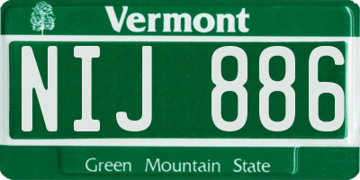 VT license plate NIJ886