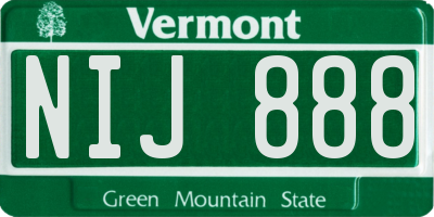 VT license plate NIJ888