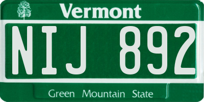 VT license plate NIJ892