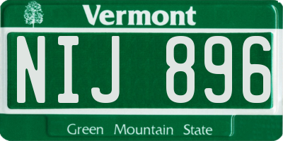 VT license plate NIJ896