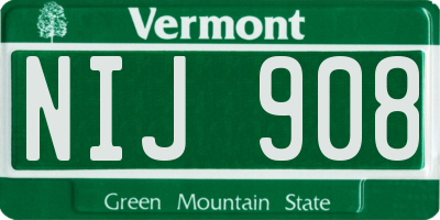 VT license plate NIJ908